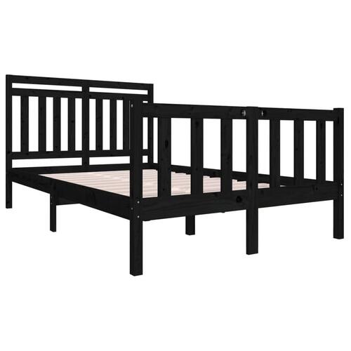 Sengeramme 140x190 cm massivt træ sort