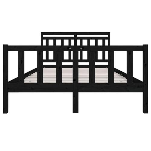 Sengeramme 140x190 cm massivt træ sort
