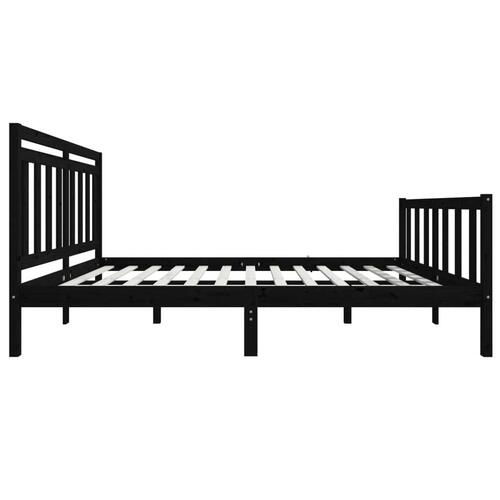 Sengeramme 140x190 cm massivt træ sort