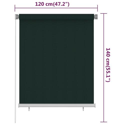 Udendørs rullegardin 120x140 cm HDPE mørkegrøn
