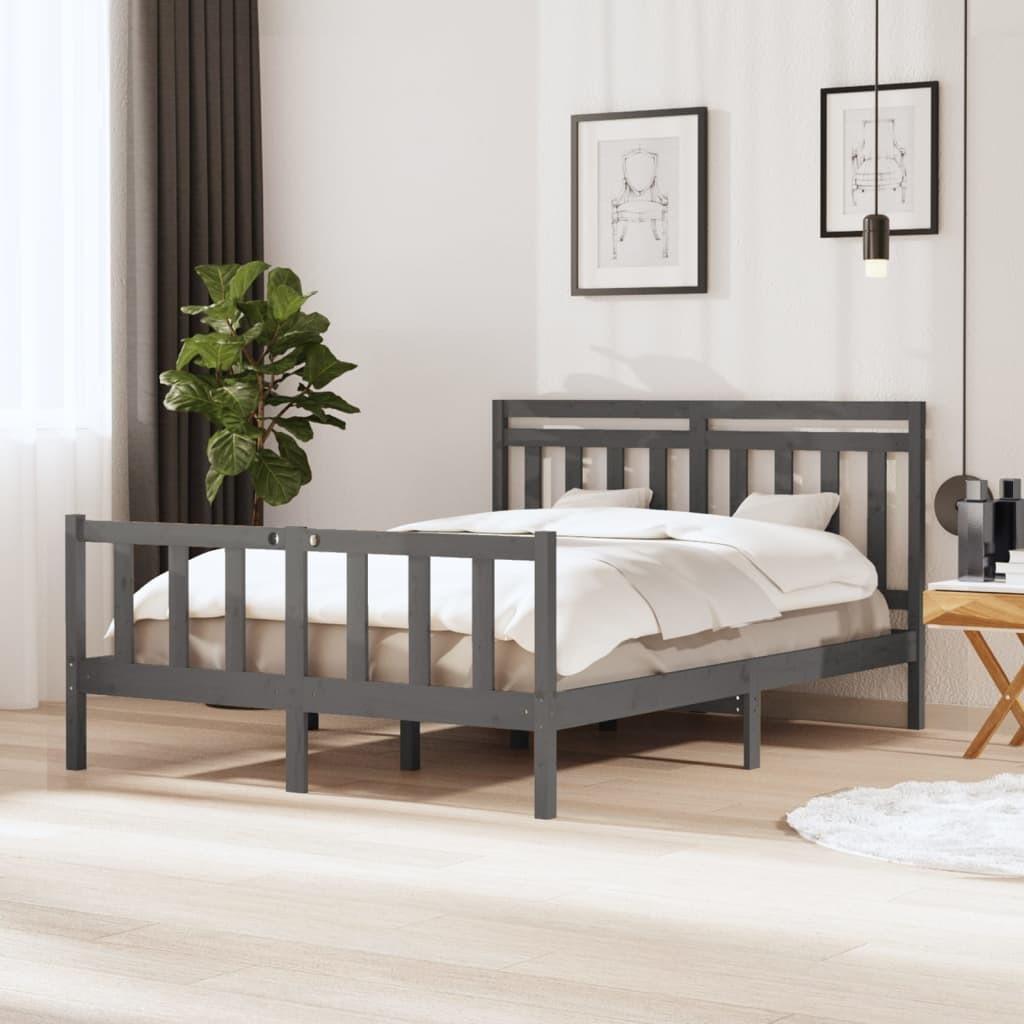 Sengeramme 150x200 cm King Size massivt træ grå