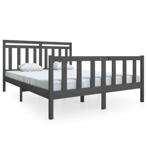 Sengeramme 150x200 cm King Size massivt træ grå