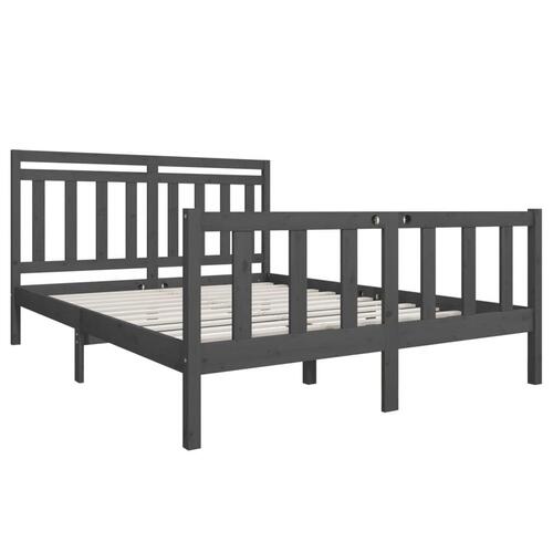 Sengeramme 150x200 cm King Size massivt træ grå