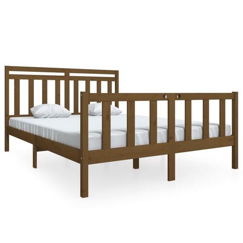 Sengeramme 150x200 cm King Size massivt træ gyldenbrun