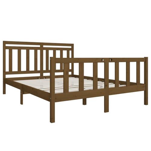 Sengeramme 150x200 cm King Size massivt træ gyldenbrun