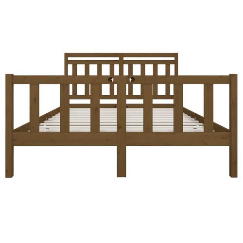 Sengeramme 150x200 cm King Size massivt træ gyldenbrun