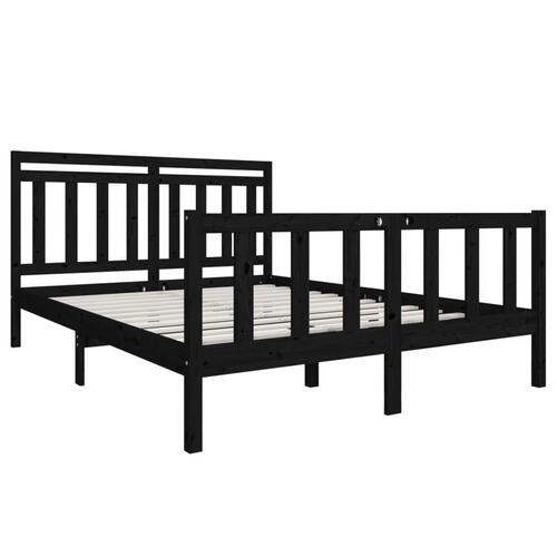 Sengeramme 150x200 cm King Size massivt træ sort
