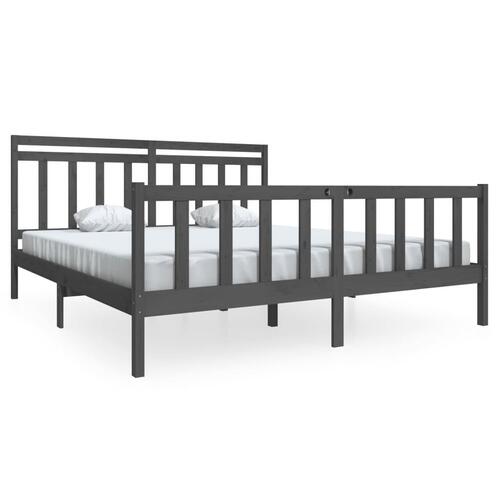 Sengeramme 180x200 cm Super King massivt træ grå