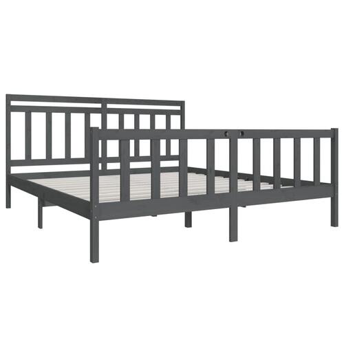 Sengeramme 180x200 cm Super King massivt træ grå