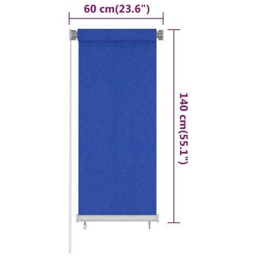 Udendørs rullegardin 60x140 cm HDPE blå