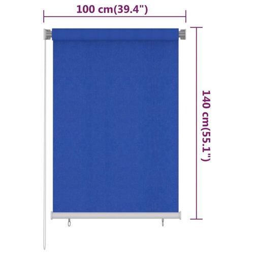 Udendørs rullegardin 100x140 cm HDPE blå