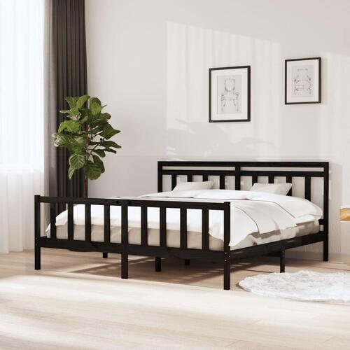 Sengeramme 180x200 cm Super King massivt træ sort
