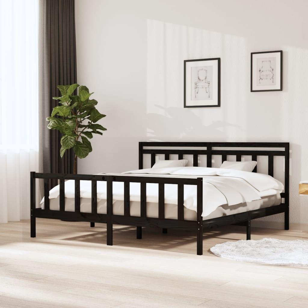 Sengeramme 180x200 cm Super King massivt træ sort