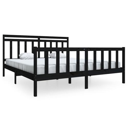 Sengeramme 180x200 cm Super King massivt træ sort