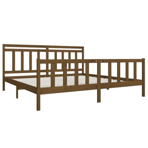 Sengeramme 200x200 cm massivt træ gyldenbrun