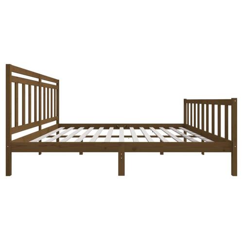 Sengeramme 200x200 cm massivt træ gyldenbrun