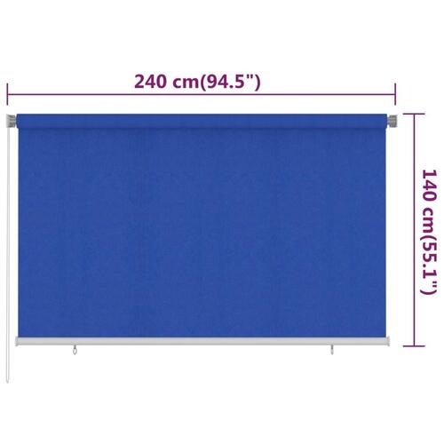 Udendørs rullegardin 240x140 cm HDPE blå