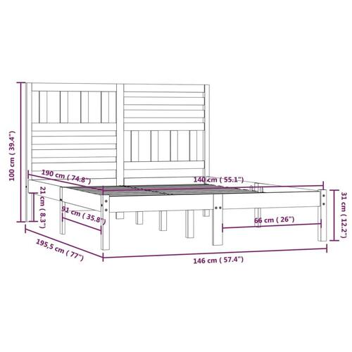 Sengeramme 140x190 cm massivt fyrretræ