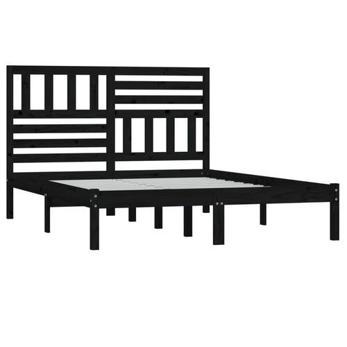 Sengeramme 140x190 cm massivt fyrretræ sort