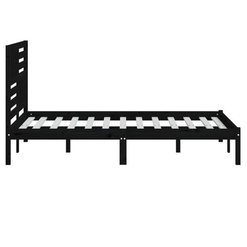 Sengeramme 140x190 cm massivt fyrretræ sort