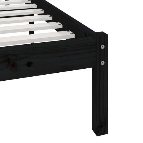 Sengeramme 140x190 cm massivt fyrretræ sort