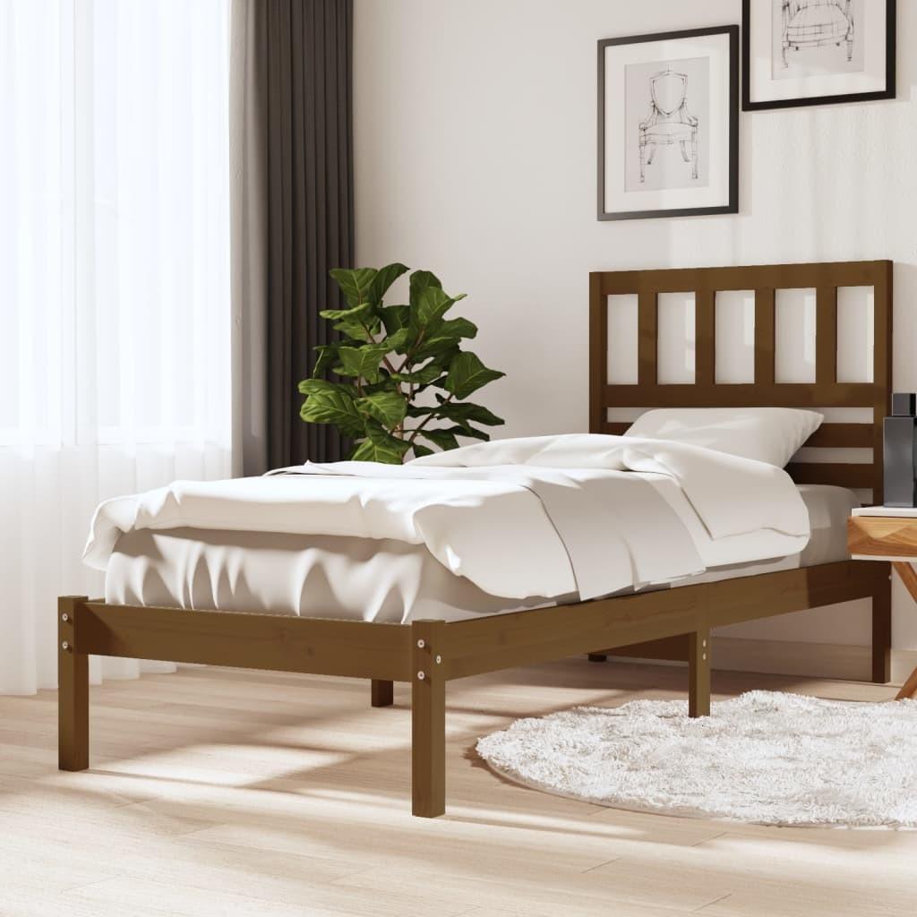 Sengeramme 100x200 cm massivt fyrretræ gyldenbrun