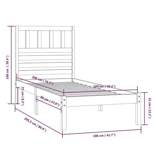 Sengeramme 100x200 cm massivt fyrretræ gyldenbrun