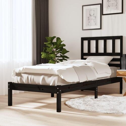 Sengeramme 100x200 cm massivt fyrretræ sort