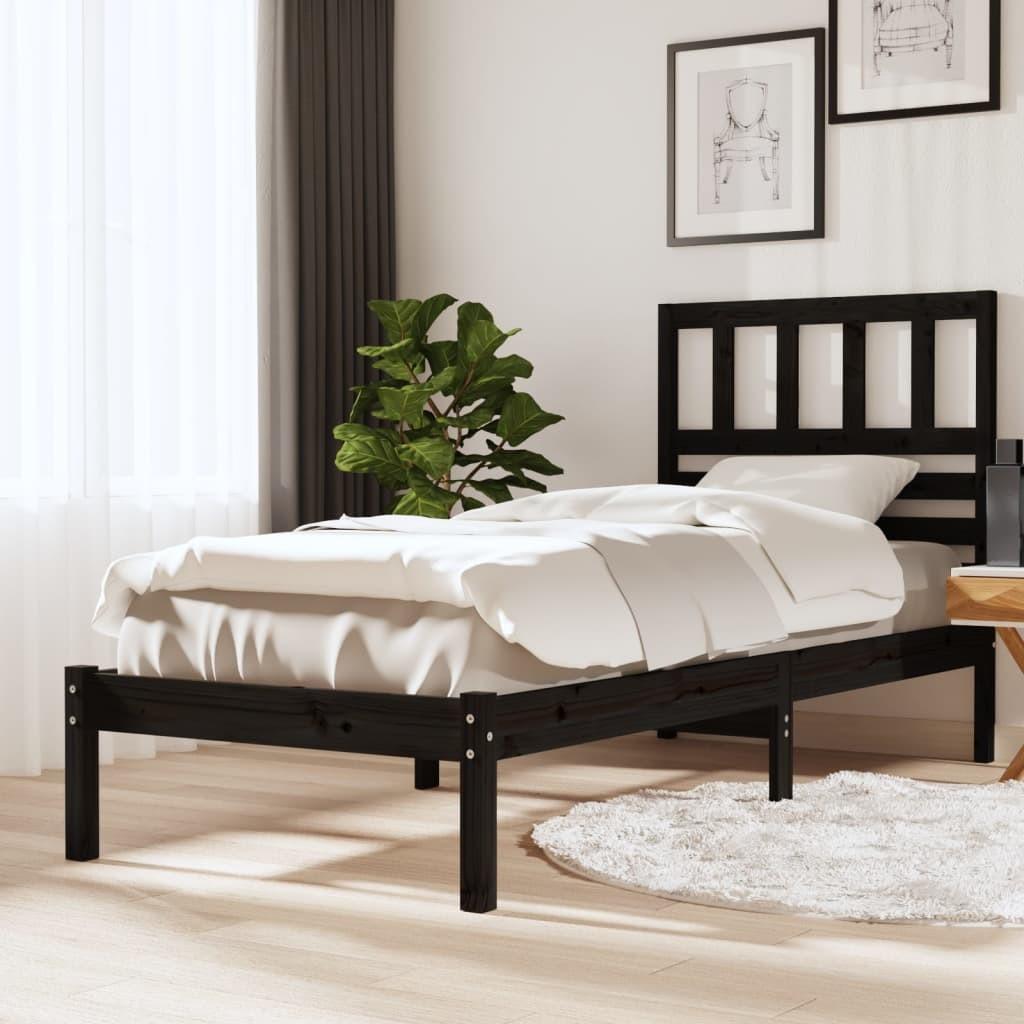 Sengeramme 100x200 cm massivt fyrretræ sort