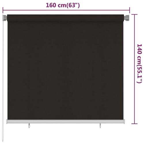 Udendørs rullegardin 160x140 cm HDPE brun