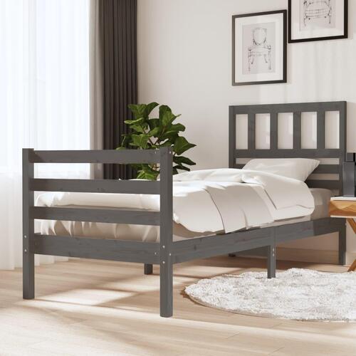 Sengeramme 90x200 cm massivt træ grå