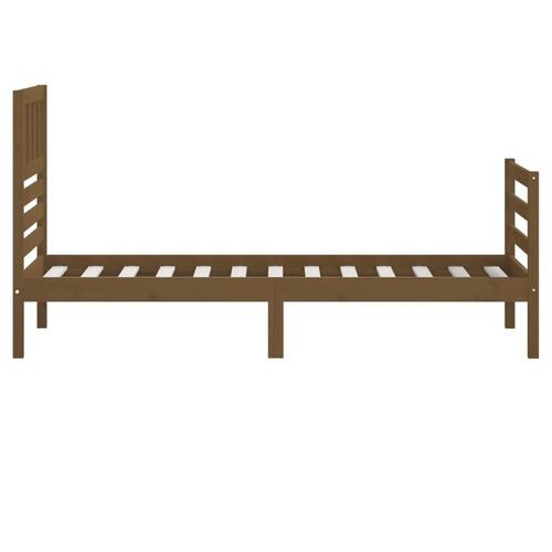 Sengeramme 90x200 cm massivt træ gyldenbrun