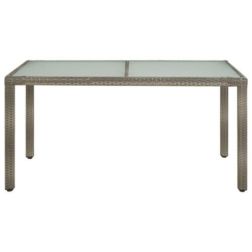 Havebord 150x90x75 cm hærdet glas og polyrattan grå