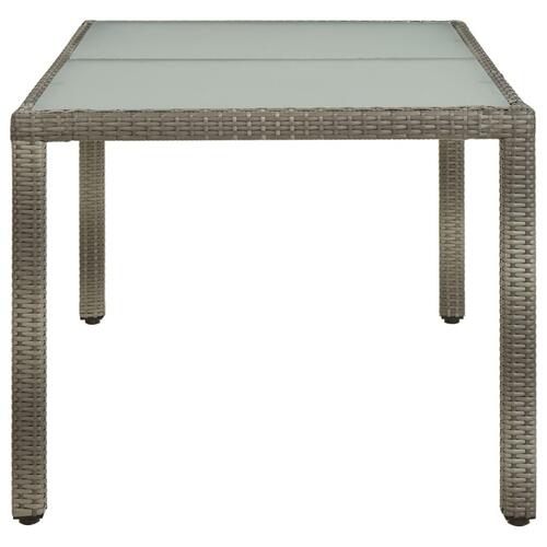 Havebord 150x90x75 cm hærdet glas og polyrattan grå