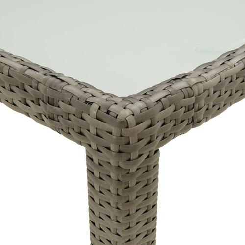 Havebord 150x90x75 cm hærdet glas og polyrattan grå