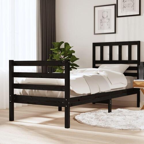 Sengeramme 100x200 cm massivt træ sort
