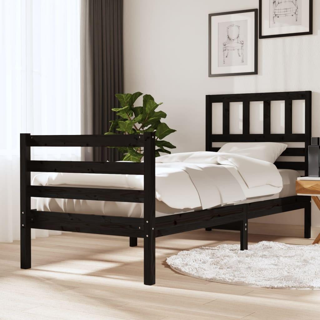 Sengeramme 100x200 cm massivt træ sort