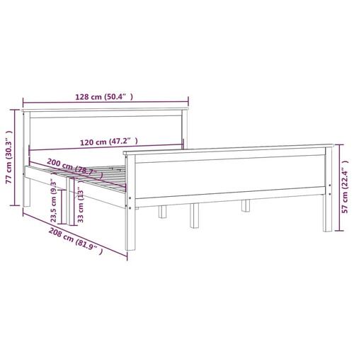 Sengeramme 120x200 cm massivt fyrretræ gyldenbrun