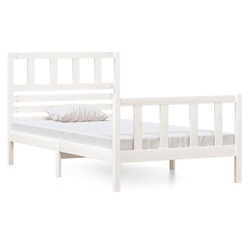 Sengeramme 90x190 cm Single massivt træ hvid
