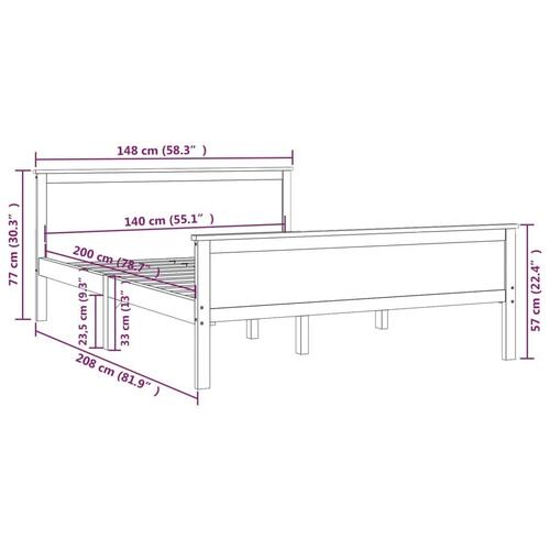 Sengeramme 140x200 cm massivt fyrretræ gyldenbrun