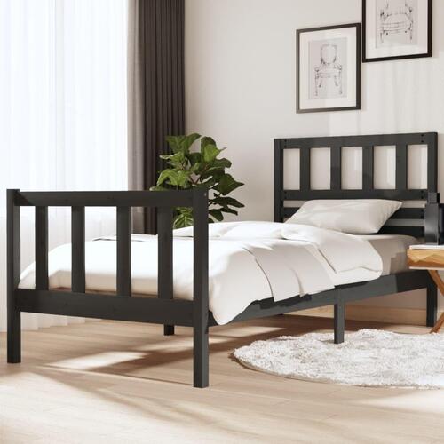 Sengeramme 90x190 cm Single massivt træ grå