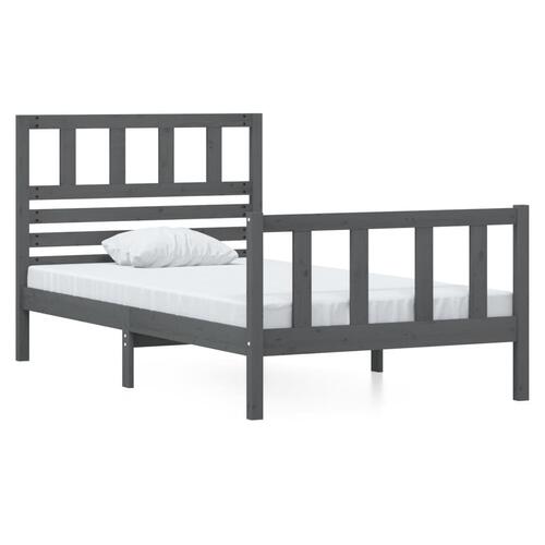 Sengeramme 90x190 cm Single massivt træ grå