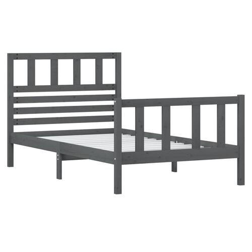 Sengeramme 90x190 cm Single massivt træ grå