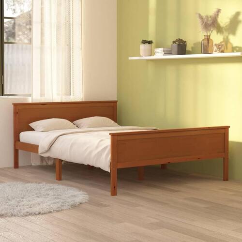 Sengeramme 160x200 cm massivt fyrretræ gyldenbrun