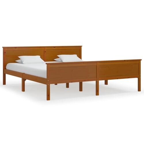 Sengeramme 180x200 cm massivt fyrretræ gyldenbrun