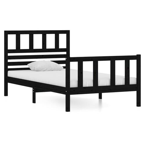 Sengeramme 90x190 cm Single massivt træ sort