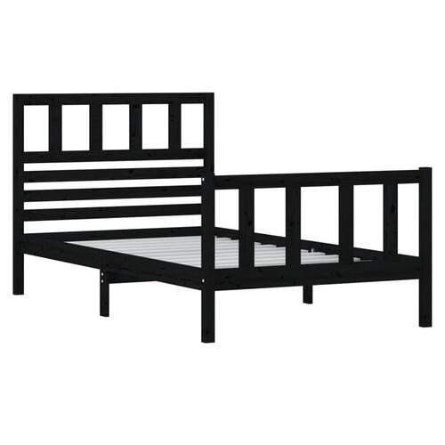 Sengeramme 90x190 cm Single massivt træ sort