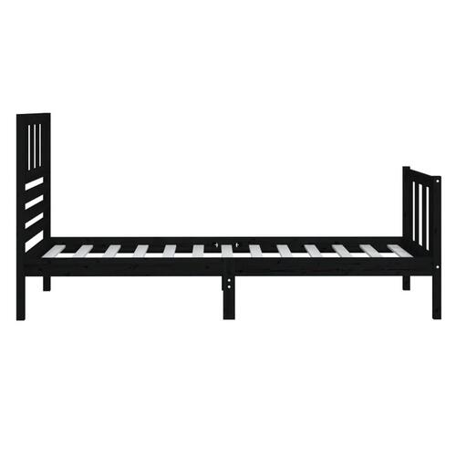 Sengeramme 90x190 cm Single massivt træ sort