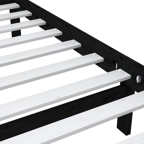 Sengeramme 90x190 cm Single massivt træ sort