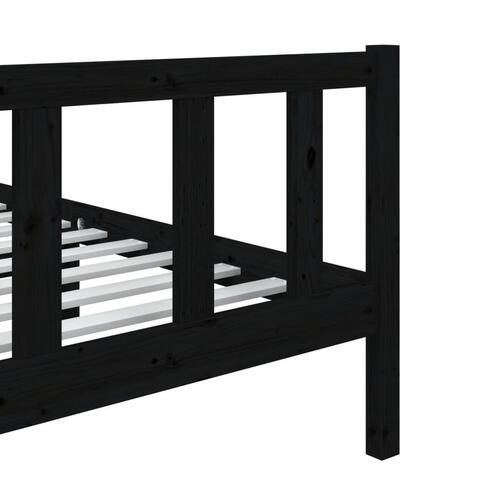 Sengeramme 90x190 cm Single massivt træ sort